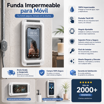 Funda Impermeable para Móvil | Soporte de Pared para Ducha