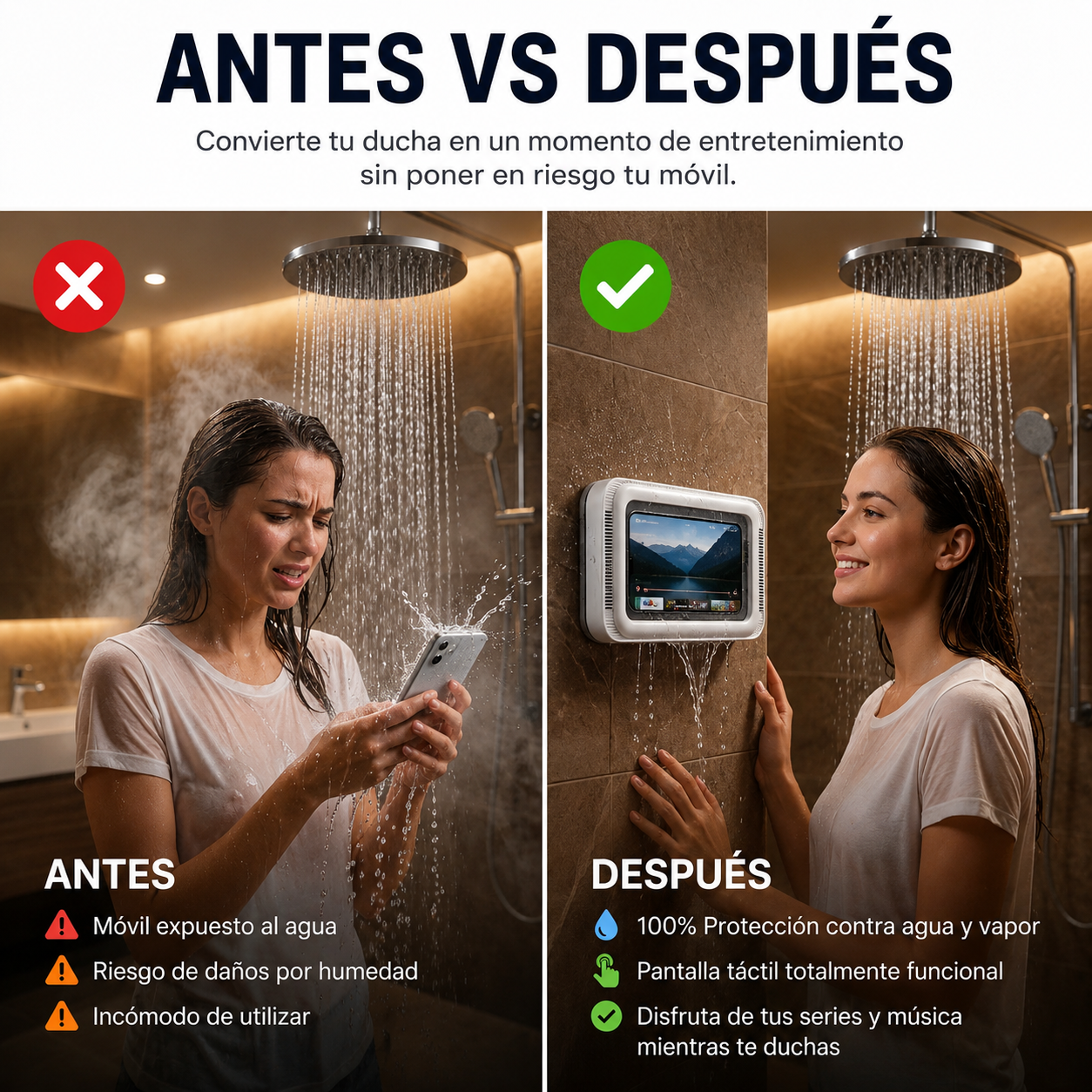 Funda Impermeable para Móvil | Soporte de Pared para Ducha