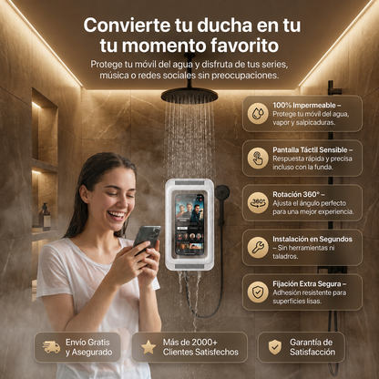 Funda Impermeable para Móvil | Soporte de Pared para Ducha